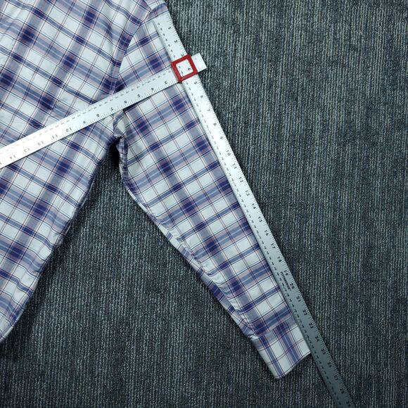 Twillory Mens XL Blue Plaid Untuckable Button Up Long Sleeve Shirt Tailored - Picture 13 of 16